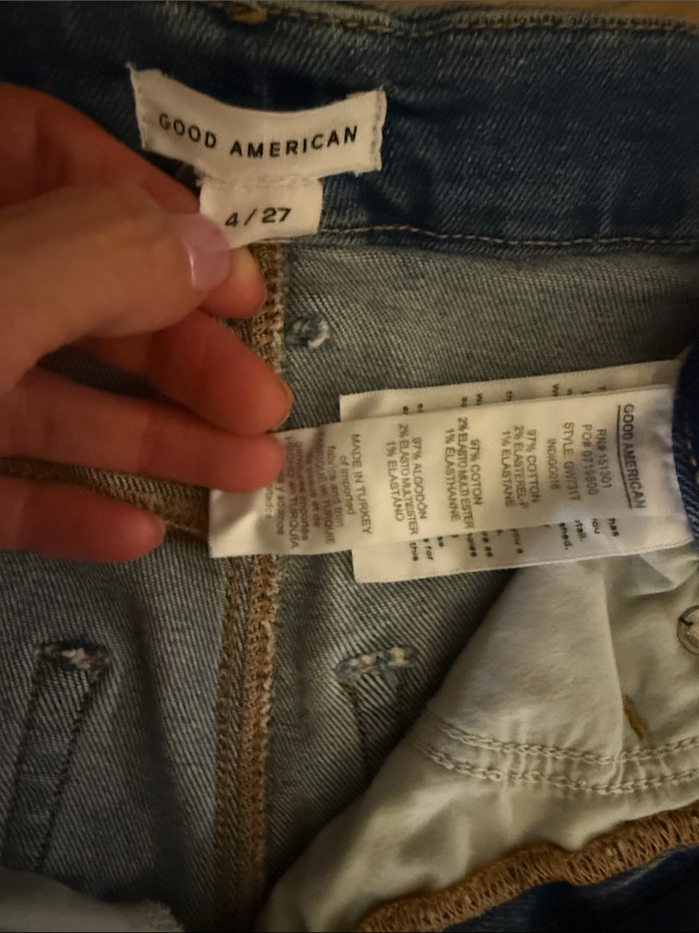 Good American Dark Blue Distressed Skinny Jeans - Picture 3 of 4